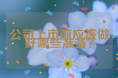 公司上市前應該做好哪些準備？