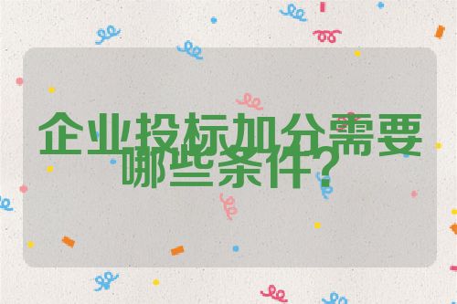 企業(yè)投標加分需要哪些條件？